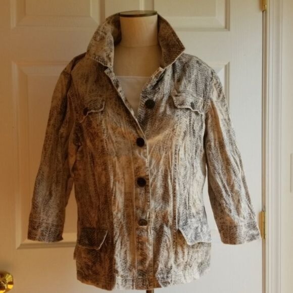 Chico's Linen Jacket Coat Blazer Snakeskin WOMAN'S Women's Size 3 Extra LARGE 16 - Picture 6 of 8